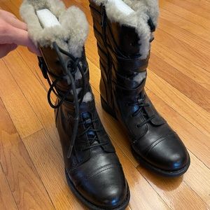 BØRN Zuniga Women’s Dark Grey Shearling Lined Combat Boots Size 8
